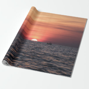 SILHOUETTE DER PERSON AM WASSERKÖRPER WÄHREND DES GESCHENKPAPIER