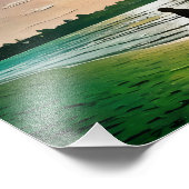 Silhouette der Person, die bei Sunset am Strand sp Fotodruck (Ecke)