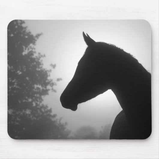 Silhouette der Pferde in Schwarzweiß Mousepad (Vorne)
