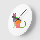 Silhouette der Polkatzenkatze Runde Wanduhr (Winkel)