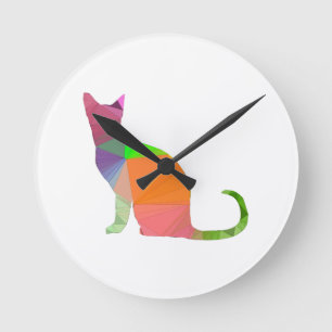 Silhouette der Polkatzenkatze Runde Wanduhr