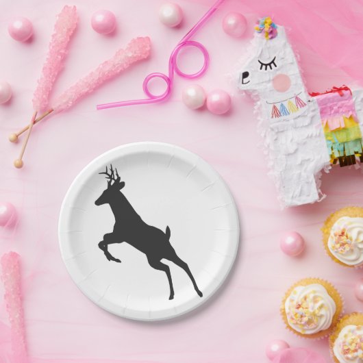Silhouette der Rentiere Pappteller (Party)