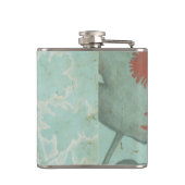 Silhouette der Roten Blume über den Aquamarinen Hi Flachmann (Rückseite)