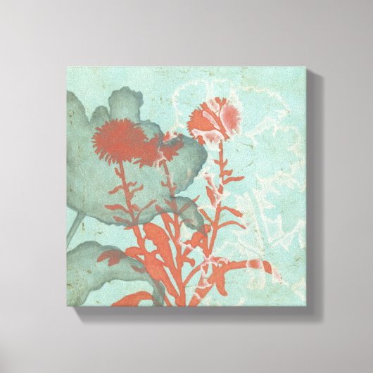 Silhouette der Roten Blume über den Aquamarinen Hi Leinwanddruck (Vorderseite)