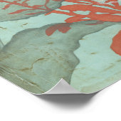 Silhouette der Roten Blume über den Aquamarinen Hi Poster (Ecke)