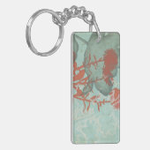 Silhouette der Roten Blume über den Aquamarinen Hi Schlüsselanhänger (Vorderseite links)