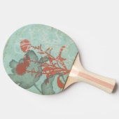 Silhouette der Roten Blume über den Aquamarinen Hi Tischtennis Schläger (Seitenansicht)