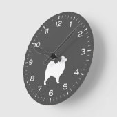 Silhouette der Samoyed Hunde Runde Wanduhr (Winkel)