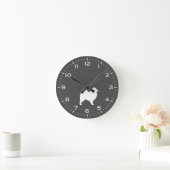 Silhouette der Samoyed Hunde Runde Wanduhr (Zuhause)