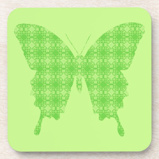 Silhouette der Schmetterlinge, Limettengrün Getränkeuntersetzer (Vorderseite)