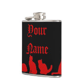 Silhouette der schwarzen Katze Flachmann (Links)