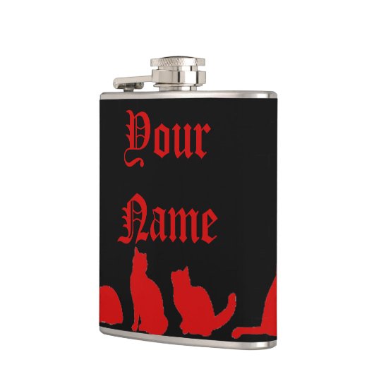 Silhouette der schwarzen Katze Flachmann (Links)