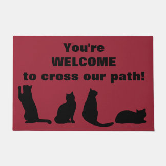 Silhouette der schwarzen Katze Fußmatte
