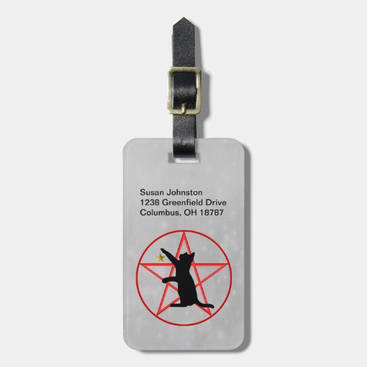 Silhouette der Schwarzen Katze mit Star auf Red Pe Gepäckanhänger (Vorderseite vertikal)