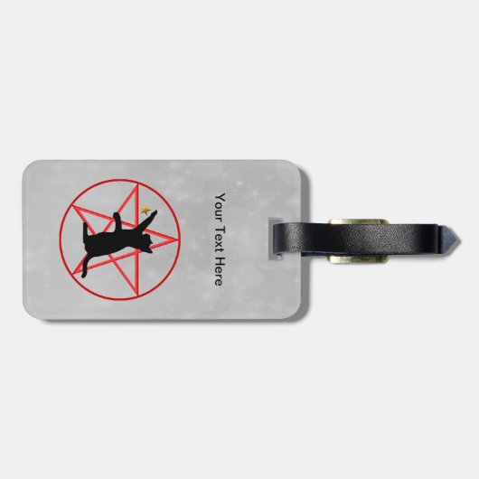 Silhouette der Schwarzen Katze mit Star auf Red Pe Gepäckanhänger (Rückseite horizontal)