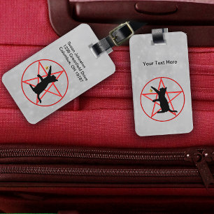 Silhouette der Schwarzen Katze mit Star auf Red Pe Gepäckanhänger