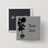 Silhouette der schwarzen Rose Button (Vorne & Hinten)