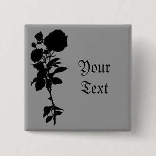 Silhouette der schwarzen Rose Button