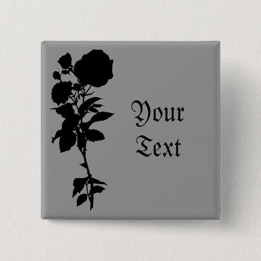 Silhouette der schwarzen Rose Button (Vorderseite)