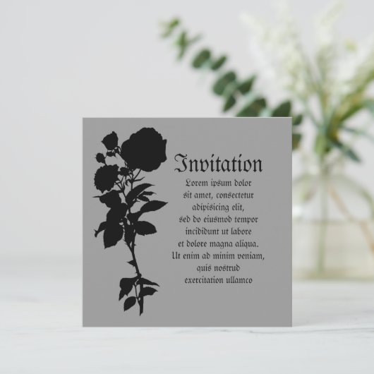 Silhouette der schwarzen Rose Einladung (Stehend Vorderseite)
