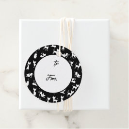 Silhouette der Schwarzen und Weißen Katze Geschenkanhänger