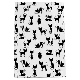 Silhouette der Schwarzen und Weißen Katze Mittlere Geschenktüte