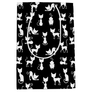 Silhouette der Schwarzen und Weißen Katze Mittlere Geschenktüte