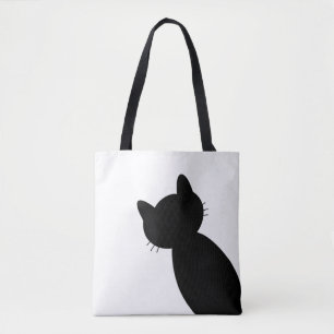 Silhouette der Schwarzen und Weißen Katze Tasche