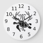 Silhouette der Schwarzmeerschildkröte Große Wanduhr (Vorderseite)