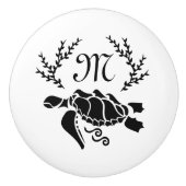 Silhouette der Schwarzmeerschildkröte Keramikknauf (Vorderseite)