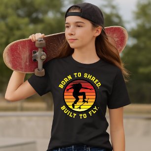 Silhouette der Skateboarder auf Retro-Sonnenunterg T-Shirt