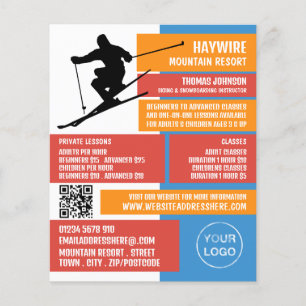 Silhouette der Skifahrer, Ski/Snowboarden Unterric Flyer