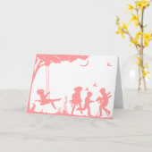 Silhouette der spielenden Kinder Karte (Gelbe Blume)