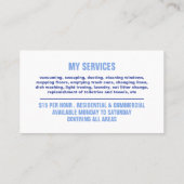 Silhouette der Stadtreinigung, Reinigungsservice Visitenkarte (Rückseite)