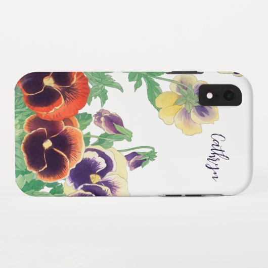 Silhouette der Stiefmütterchen mit Blumenmuster: V Case-Mate iPhone Hülle (Rückseite (Horizontal))