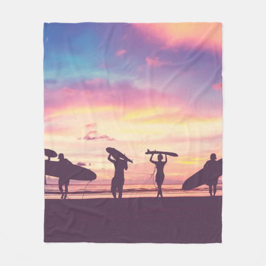 Silhouette der Surfer Fleecedecke (Vorderseite)