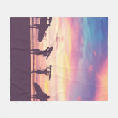 Silhouette der Surfer Fleecedecke (Vorderseite (Horizontal))