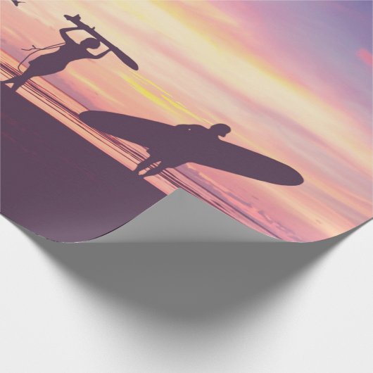 Silhouette der Surfer Geschenkpapier (Ecke)