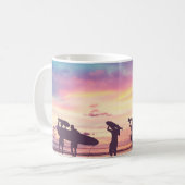 Silhouette der Surfer Kaffeetasse (Vorderseite Links)