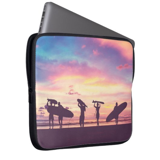 Silhouette der Surfer Laptopschutzhülle (Vorne Rechts)
