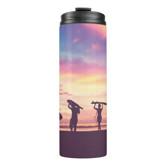 Silhouette der Surfer Thermosbecher (Vorderseite)