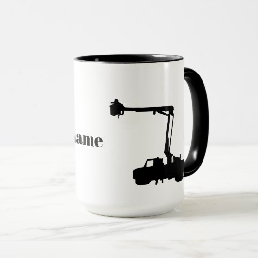 Silhouette der Tasse Lineman Truck und Linemen (VorderseiteRechts)