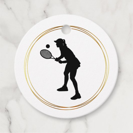 Silhouette der Tennisspielerin Geschenkanhänger (Vorderseite)