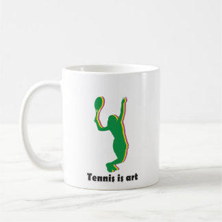 Silhouette der Tennisspielerin Kaffeetasse