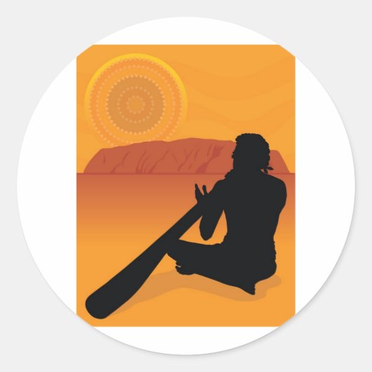 Silhouette der Ureinwohner Runder Aufkleber (Vorderseite)