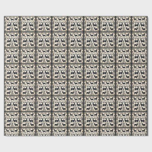 Silhouette der verzauberten Schwarzen Hirsche Geschenkpapier (Flach)