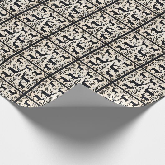 Silhouette der verzauberten Schwarzen Hirsche Geschenkpapier (Ecke)