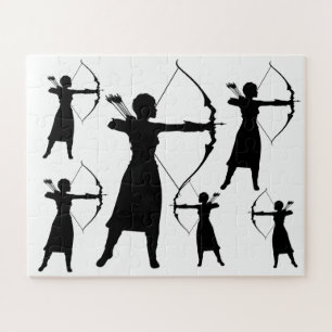 Silhouette der weiblichen Bogenschütze Thunder_Co Puzzle