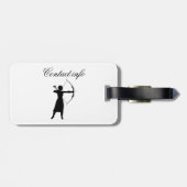 Silhouette der weiblichen Bogenschütze Thunder_Cov Gepäckanhänger (Rückseite horizontal)