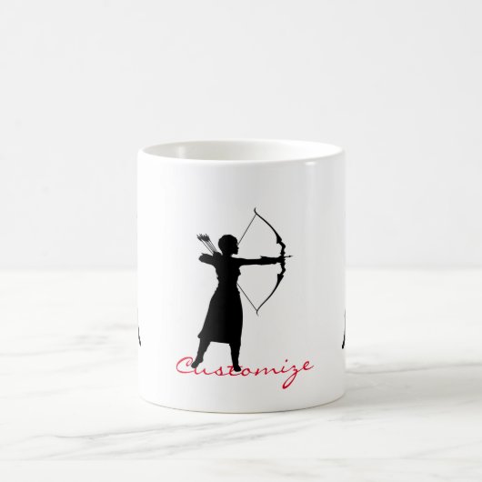 Silhouette der weiblichen Bogenschütze Thunder_Cov Kaffeetasse (Mittel)